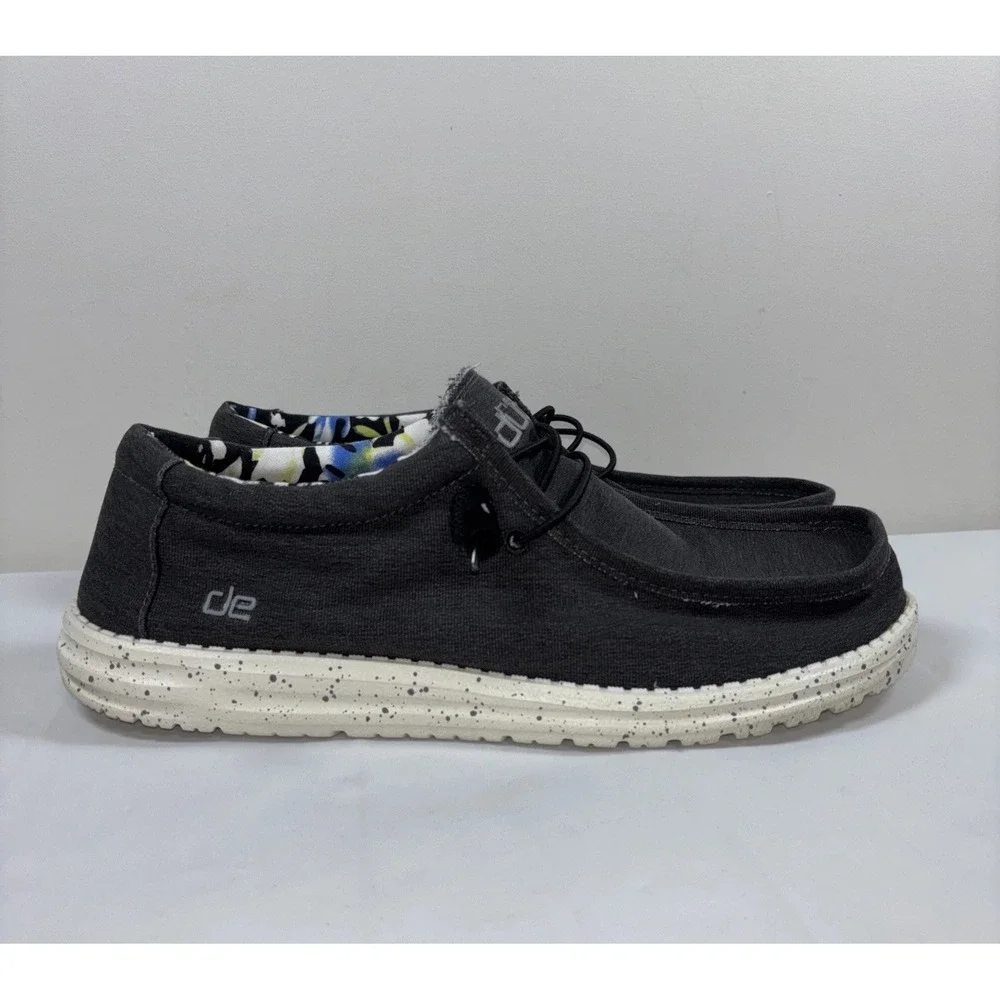 Hey Dude Wally Stretch Mens 13 Black Slip On Casual Shoes Comfort Loafers Lightw